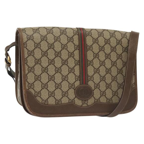 GUCCI GG Supreme Web Sherry Line Bag Pvc Beige Gold 001 113 001 113 - Picture 1 of 16